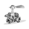 Velvac 60004 Shut-Off Valve Three-Way Tank Cock, 3/8" FPT Side Ports