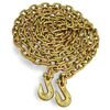 Quality Chain CCG70520 5/16” x 20’ G70 Transport Chain, with 2 Clevis Grab Hooks, Yellow Zinc