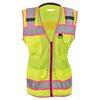 JJ Keller 66197 Safety Vest SAFEGEAR™ Women’s Fit Hi-Vis Lime with Pink Trim Type R Class 2 Safety Vest - 2XL