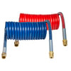 Tectran 17208 Air Brake Hose Industry Grade Red and Blue Aircoil, 8 ft., 12" x 12" Leads, with Brass LIFESwivel Fittings