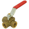 Tectran 2005-12X3 Air Brake Air Line Fitting Shut-Off Valve - Brass, 3/4 inches Pipe Thread, 2-Way, 3-Port Valve