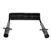 Tectran 7ETB222MV Trailer Power Cable Trailer Power Cable - 12 ft., 7-Way, V-Line, Powercoil, Light Duty, Black, Die-Cast