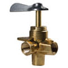 Tectran 932 Air Brake Air Line Fitting Air Brake Air Shut-Off Petcock - Brass, 1/4 in. Thread, 1-3/8 in. Stem, 4-Way, Female