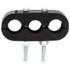Tectran 94-0004 Air Brake Hose and Power Cable Clamp 3-Hole Beefy Clamp, with 2 Hex Head Bolts, Holds (2) Air Lines and (1)