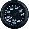 Tectran 95-2455 Fuel and Water Temperature Gauge Set Water Temperature Gauge - Black, 100-265 deg. F, 60 in. Capillary