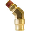 Tectran PL1374-4A Male Elbow Fitting DOT 45-Deg Male Elbow Push-Lock Swivel Brass Fitting, 1/4" Tube Size, 1/8" Pipe Thread