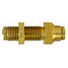 Tectran PL1377-4 Bulkhead Union Fitting Air Brake Air Line Union - Brass, 1/4 in. Tube Size, Push-Lock, Bulkhead