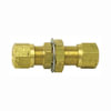 Tectran 1377-6 Bulkhead Union Fitting Air Brake Air Line Union - Brass, 3/8 in. Tube Size, Bulkhead