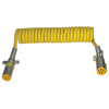 Tectran 7ATG522EG Trailer Power Cable 15 ft. Yellow ABS Auxiliary Powercoil Cable, 12" x 12" Leads, Die-Cast Plugs with