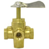 Tectran 932L Shut-Off Valve Air Brake Air Shut-Off Petcock - Brass, 1/4 in. Thread, 2-3/8 in. Stem, 4-Way, Female
