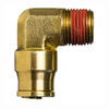 Tectran PL1315-8B Male Elbow Fitting DOT Male Elbow Push-Lock Non-Swivel Brass Fitting, 1/2" Tube Size, 1/4" Pipe Thread