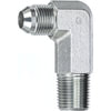 Gates G605000402 Hydraulic Coupling / Adapter Male JIC 37 Flare to Male Pipe NPTF - 90 - Long (SAE to SAE)