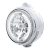 32437 by UNITED PACIFIC - Guide Headlight - 682-C Style, RH/LH, 7", Round, Polished Housing, H4 Bulb, with 34 Bright White LED Position Light and Top Mount, 5 LED Signal Light, Clear Lens