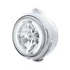 32439 by UNITED PACIFIC - Guide Headlight - 682-C Style, RH/LH, 7", Round, Chrome Housing, H4 Bulb, with 34 Bright White LED Position Light and Top Mount, 5 LED Dual Mode Signal Light, Clear Lens
