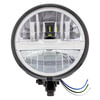 32804 by UNITED PACIFIC - Headlight - Motorcycle, 8 LED, RH/LH, 5-3/4", Round, Powdercoated Black Housing, High/Low Beam, with Silver Painted Center Accent Bar, Bottom Mount