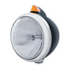 32634 by UNITED PACIFIC - Guide Headlight - 682-C Style, RH/LH, 7", Round, Powdercoated Black Housing, 6014 Bulb, with Top Mount, Original Style, 5 Amber LED Signal Light, Amber Lens