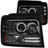 Anzo 111184 Headlight Set Projector Headlight Set w/Halo; Clear Lens; Black Housing; Pair; w/Side Marker And Parking Lights;