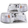 Anzo 111119 Headlight Set Crystal Headlight Set; Clear Lens; Chrome Housing; w/Corner Lights; Pair;