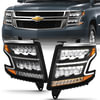 Anzo 111478 Headlight Assembly LED Crystal Headlight; w/Plank Style; Black Clear w/Sequential Amber; Pair;