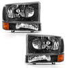 Anzo 111457 Headlight Set Crystal Headlight Set; Clear Lens; Black w/Amber Housing; w/Corner Lights; w/o Bulb; Pair;