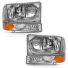 Anzo 111458 Headlight Set Crystal Headlight Set; Clear Lens; Chrome w/Amber Housing; w/Corner Lights; w/o Bulb; Pair;