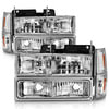 Anzo 111506 Headlight Assembly Crystal Headlight Set; Chrome Housing; w/Signal & Side Markers; 8 PCS; Pair;
