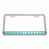 United Pacific 39780 License Plate Frame License Plate Frame - Chrome, with 14 LED 12" Light Bar, Green LED/Clear Lens
