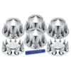 United Pacific 10308 Axle Hub Cover Kit Chrome Pointed Axle Cover Combo Kit With 33mm Spike Thread-On Nut Covers