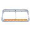 32351 by UNITED PACIFIC - 14 LED Chrome Rectangular Dual Headlight Bezel With Visor, Amber LED/Amber Lens