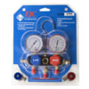 FJC, Inc. 6766P Manifold Pressure Gauge R-134a Aluminum Block Manifold Gauge Set with 72-Inch Hoses and Manual Couplers