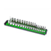 Ernst 8485 Drive Socket Storage Rail 18 In. 2 Rail 36 Socket Capacity 3/8 In. Drive Twist Lock Green Organizer Tray