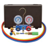 Mastercool 89660-UV Manifold Pressure Gauge 2-Way Aluminum Manifold Gauge Set with Mini Dye Injector for R134a Systems