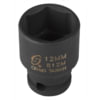 Sunex Tools 812M Socket 12 mm x 1/4" Drive 6-Point Impact Socket in Chrome Molybdenum Alloy Steel with Radius-Corner Design