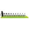 Vim Tools HCT1050A 10 PC. 1/4'' DR. TORX HALF CUT STUBBY DRIVER SET (T10 - T50) W/ 6'' GREEN MAGRAIL