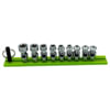 Vim Tools DDSUJET400 Universal Joint Socket 9-Piece Dual Drive Stubby Firm Flex Universal Joint Female E Torx Socket Set Rail