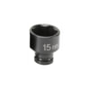 Grey Pneumatic 915MS Socket 1/4" Drive x 15mm Hex Size, 23mm Length, Impact Socket, Type II Shape