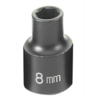 Grey Pneumatic 1008M Socket 3/8" Drive x 8mm Hex Size, 30mm Standard Length, Impact Socket, Type I Shape