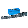 Grey Pneumatic 9157 Socket Set 11-Piece, 1" Drive, 17mm to 41mm Metric, Wheel Service Socket, with Case