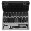 Grey Pneumatic 82622D Socket Set 22-Piece, 1/2" Drive, 6-Point, SAE, Deep Length, Duo-Socket, with Case