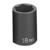 Grey Pneumatic 2018M Socket 1/2" Drive x 18mm Hex Size, 38mm Length, Impact Socket, Type II Shape