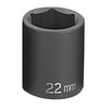 Grey Pneumatic 2022M Socket 1/2" Drive x 22mm Hex Size, 38mm Length, Impact Socket, Type II Shape