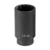 Grey Pneumatic 2134MD Socket 1/2" Drive x 34mm 12-Point, 90mm Deep Length, Impact Socket, Type III Shape
