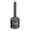 Grey Pneumatic 2145T Socket Driver Bit 1/2" Drive x T45 Size, 2.95mm Length, Internal Star Impact Socket Driver Bit