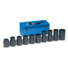 Grey Pneumatic 9260 Socket Set 10-Piece, #5 Spline Drive 13-16" to 1-1/2" SAE & Metric, Truck Wheel Impact Socket Set