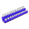 Mechanic's Time Savers 720 1/4" Dr Shallow/Deep 26-Hole Magnetic Socket Organizer, Neon Blue
