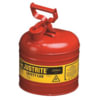 Justrite 7120100 Fuel Can 2 Gallon Steel Safety Can for Flammables, Type I, Flame Arrester, Red