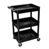 Luxor STC-111B Utility Cart Luxor® STC111 Tray Top Shelf 3 Shelf Plastic Utility Cart 24x18 4" Casters