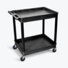 Luxor TC11-B Utility Cart Luxor® TC11 Tray Top Shelf 2 Shelf Plastic Utility Cart 32x24 4" Casters