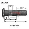 W65 by LELAND - HEADED STUD LH - 10/BOX
