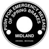 Haldex N14515AB Air Brake Air Valve Nameplate Air Brake Air Valve Nameplate - "Push for Emergency Release of Spring Brakes",